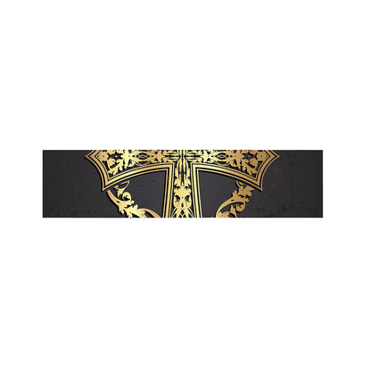 Ornamental Golden Cross Print Bed Runner