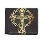 Ornamental Golden Cross Print Bifold Wallet