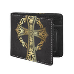 Ornamental Golden Cross Print Bifold Wallet