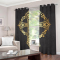 Ornamental Golden Cross Print Dimout Grommet Curtains