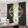 Ornamental Golden Cross Print Blackout Grommet Curtains