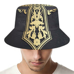 Ornamental Golden Cross Print Bucket Hat