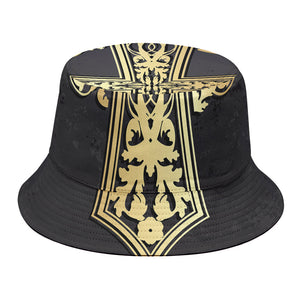 Ornamental Golden Cross Print Bucket Hat