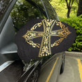 Ornamental Golden Cross Print Car Side Mirror Covers