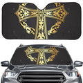 Ornamental Golden Cross Print Car Windshield Sun Shade