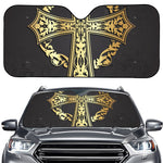 Ornamental Golden Cross Print Car Windshield Sun Shade