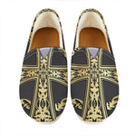Ornamental Golden Cross Print Casual Shoes