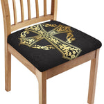 Ornamental Golden Cross Print Chair Cushion Cover