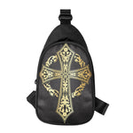 Ornamental Golden Cross Print Chest Bag