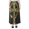 Ornamental Golden Cross Print Chiffon Maxi Skirt