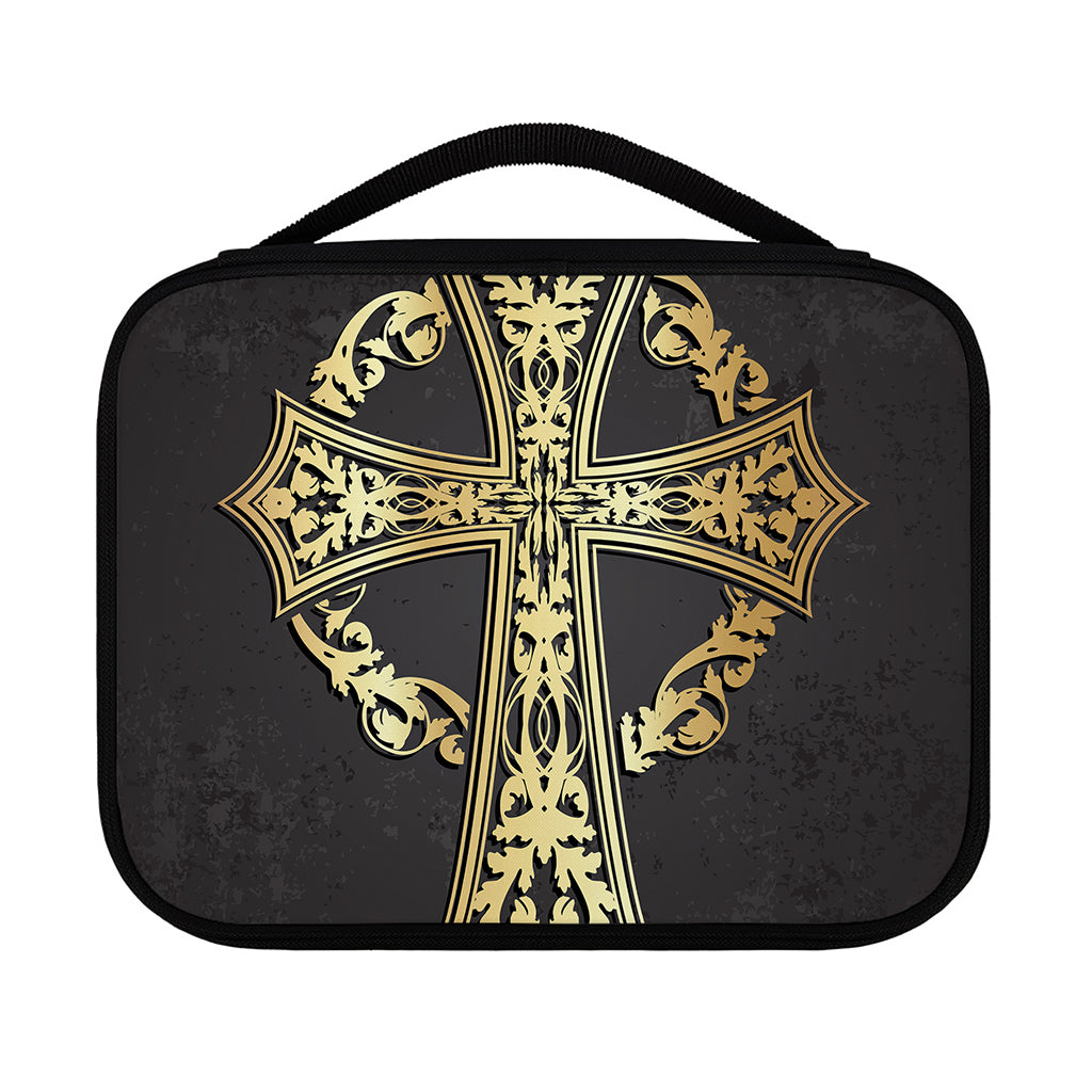 Ornamental Golden Cross Print Classic Bible Case