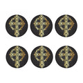 Ornamental Golden Cross Print Coaster Set
