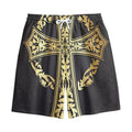Ornamental Golden Cross Print Cotton Shorts