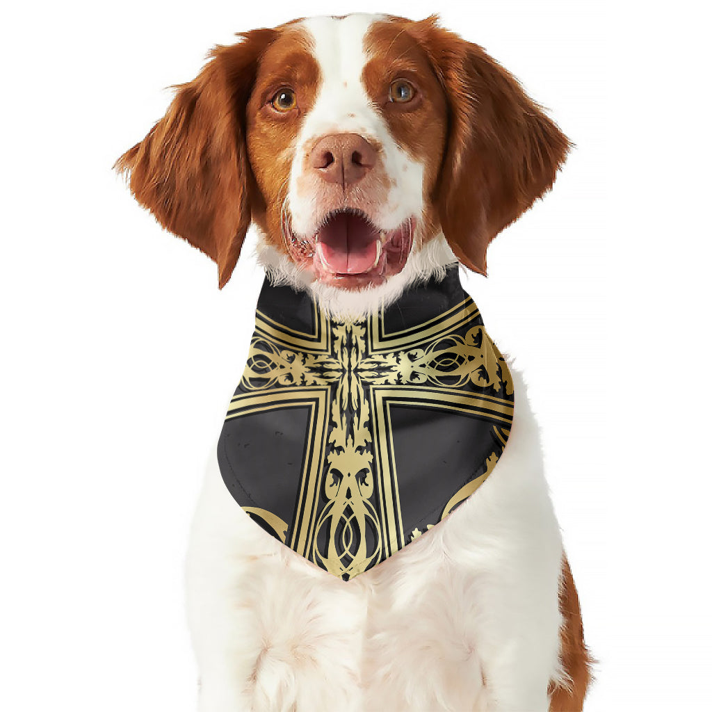 Ornamental Golden Cross Print Dog Bandana