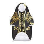 Ornamental Golden Cross Print Dog Zip Up Hoodie