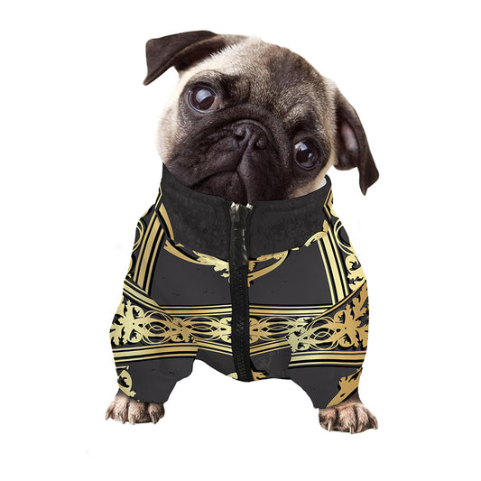 Ornamental Golden Cross Print Dog Zip Up Jacket