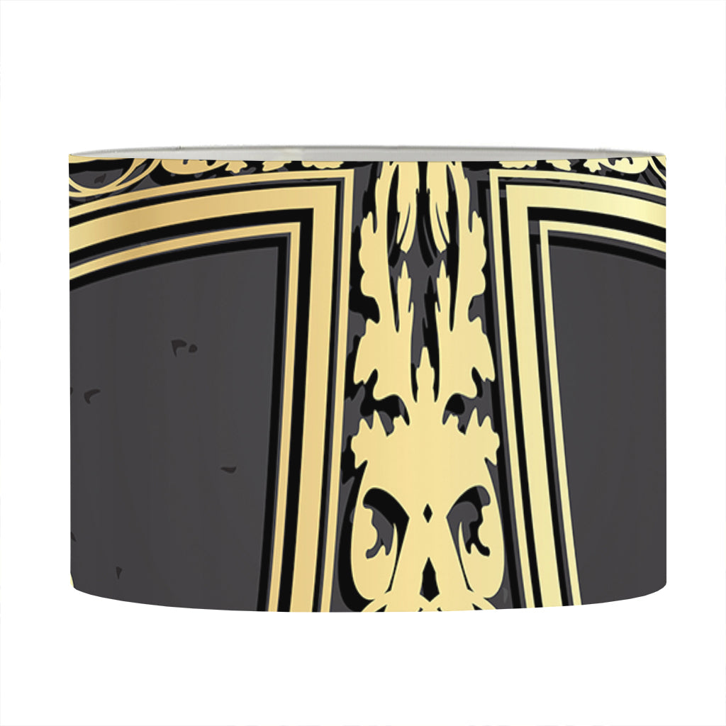Ornamental Golden Cross Print Drum Lamp Shade