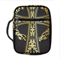 Ornamental Golden Cross Print Front Pocket Bible Bag