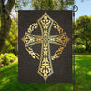 Ornamental Golden Cross Print Garden Flag