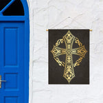 Ornamental Golden Cross Print Garden Flag