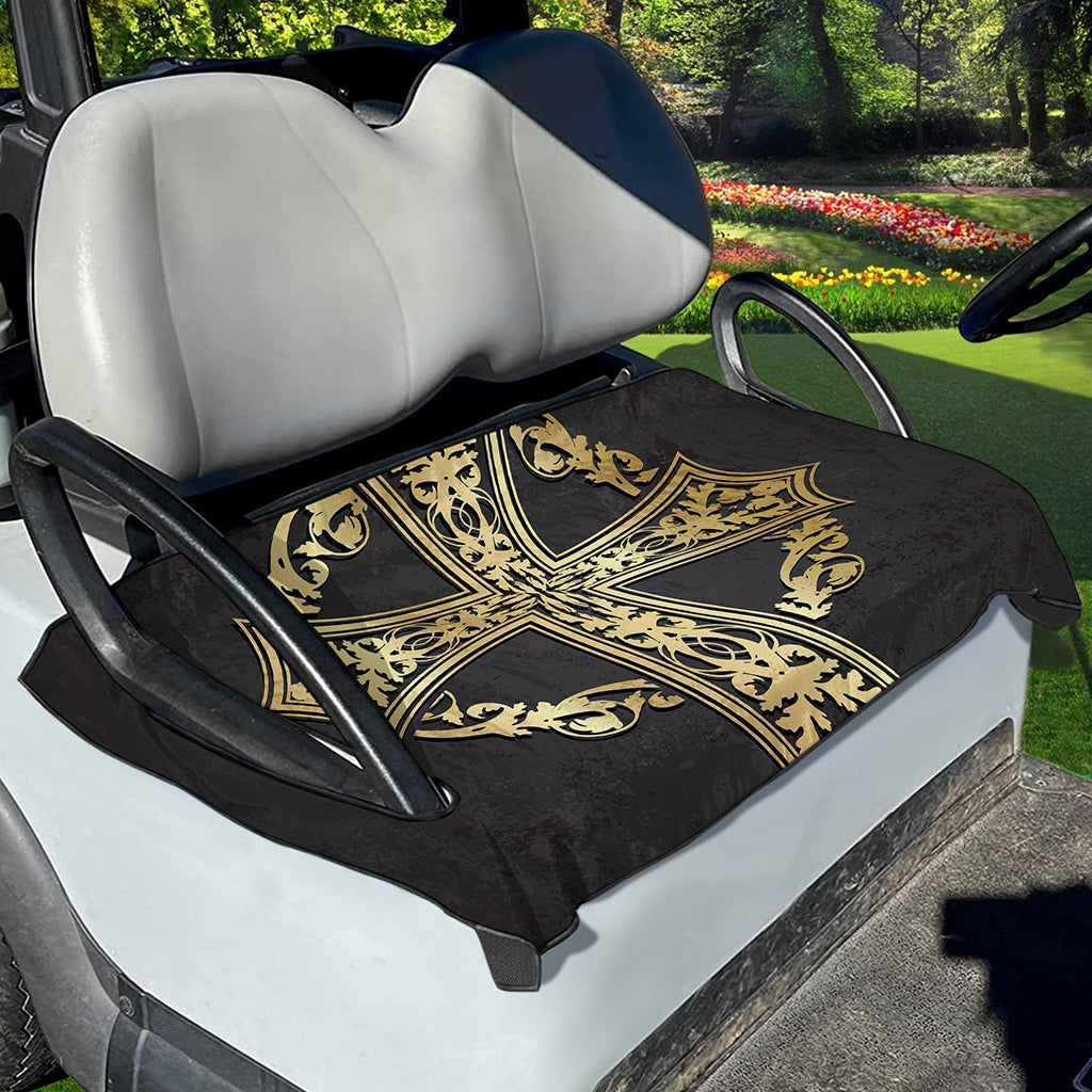 Ornamental Golden Cross Print Golf Cart Seat Cover