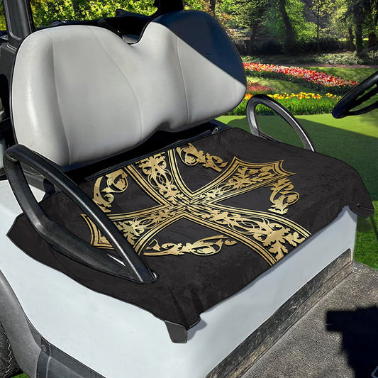 Ornamental Golden Cross Print Golf Cart Seat Cover