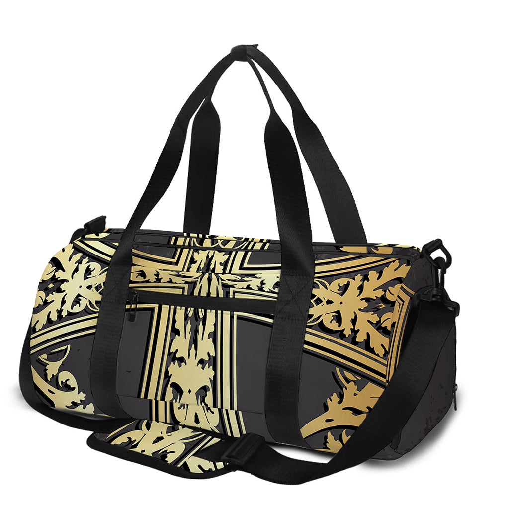 Ornamental Golden Cross Print Gym Bag
