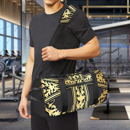 Ornamental Golden Cross Print Gym Bag