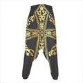 Ornamental Golden Cross Print Hammer Pants