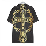 Ornamental Golden Cross Print Hawaiian Shirt