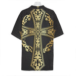 Ornamental Golden Cross Print Hawaiian Shirt