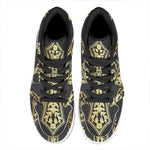 Ornamental Golden Cross Print High Top Leather Sneakers