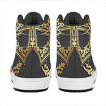 Ornamental Golden Cross Print High Top Leather Sneakers