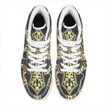 Ornamental Golden Cross Print High Top Leather Sneakers