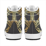 Ornamental Golden Cross Print High Top Leather Sneakers