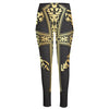 Ornamental Golden Cross Print High-Waisted Pocket Leggings