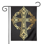 Ornamental Golden Cross Print House Flag