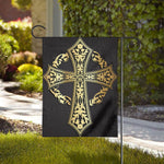 Ornamental Golden Cross Print House Flag