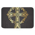 Ornamental Golden Cross Print Indoor Door Mat