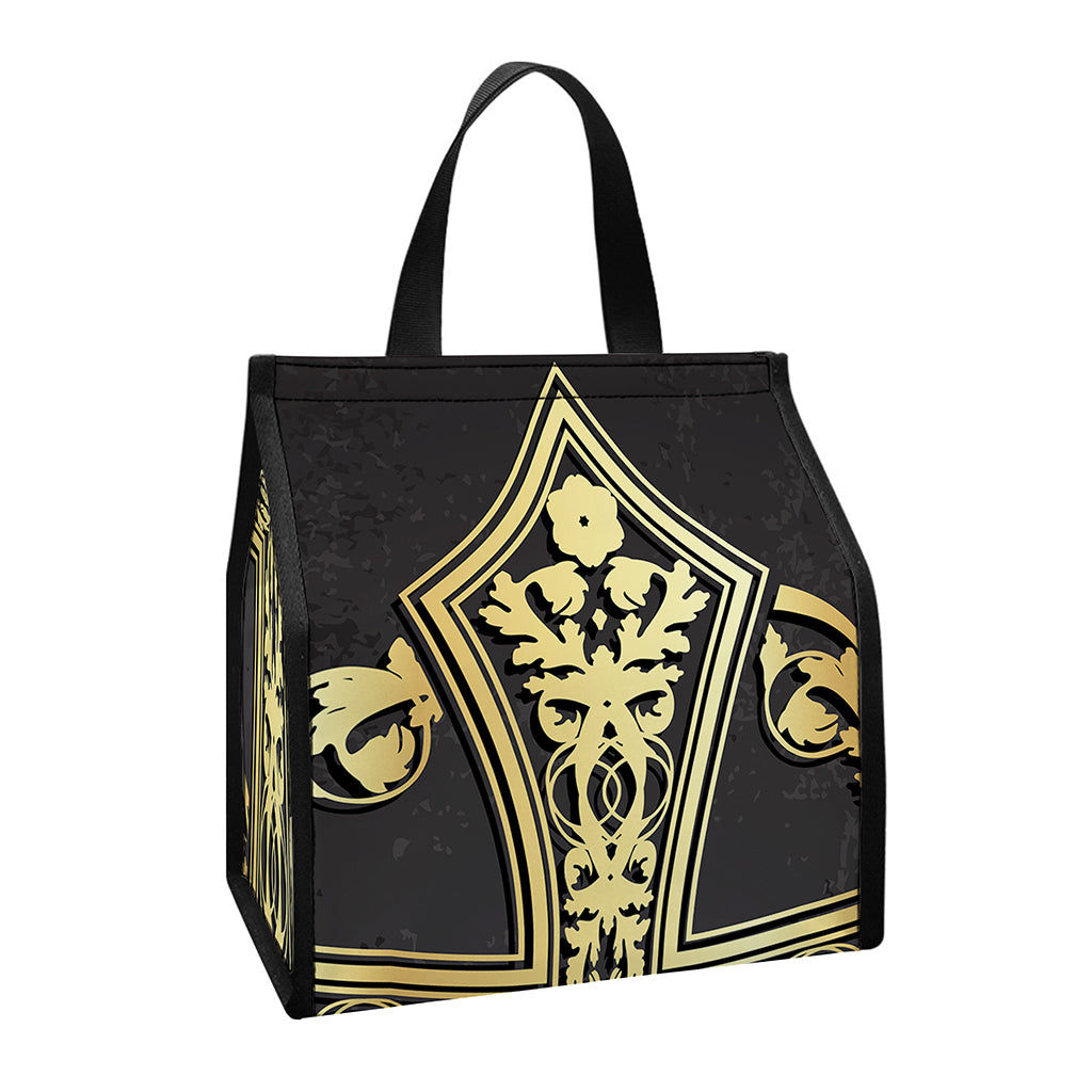 Ornamental Golden Cross Print Insulated Lunch Tote