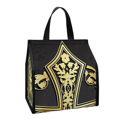 Ornamental Golden Cross Print Insulated Lunch Tote