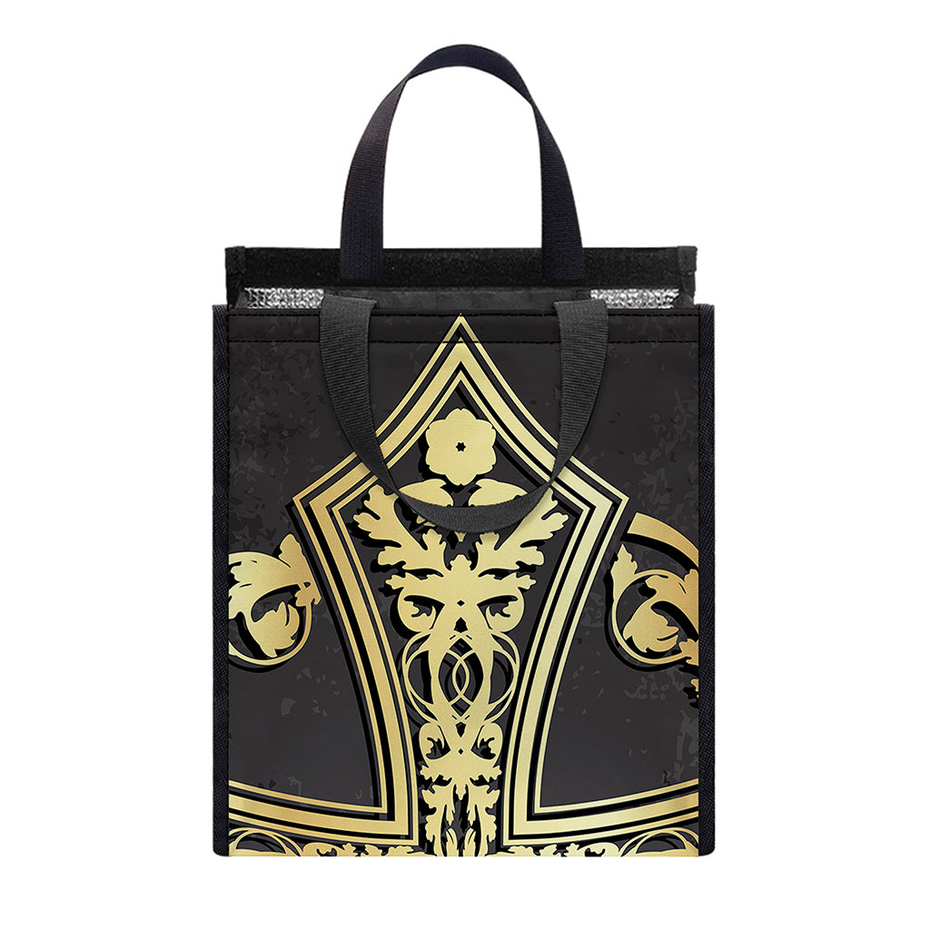 Ornamental Golden Cross Print Insulated Lunch Tote