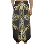 Ornamental Golden Cross Print Lantern Pants