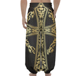 Ornamental Golden Cross Print Lantern Pants