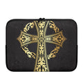 Ornamental Golden Cross Print Laptop Sleeve