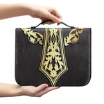 Ornamental Golden Cross Print Leather Bible Cover