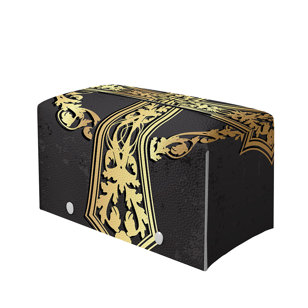 Ornamental Golden Cross Print Leather Tissue Box Cover