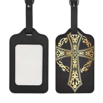 Ornamental Golden Cross Print Luggage Tag