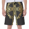 Ornamental Golden Cross Print Men's Beach Shorts