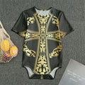 Ornamental Golden Cross Print Men's Bodysuit